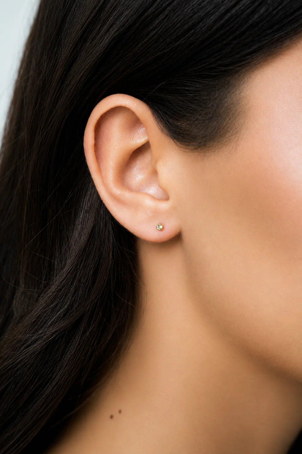 14K Bezel Diamond Flat Back Stud