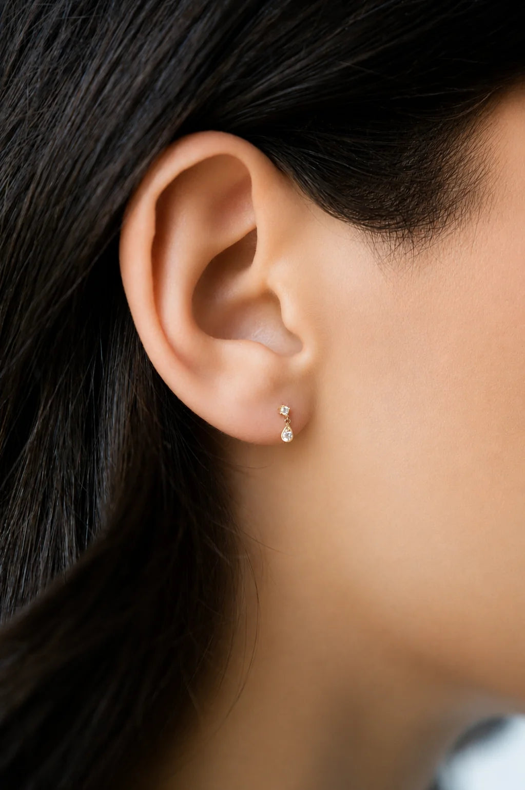 14K Lab Grown Diamond Dangle Flat Back Stud