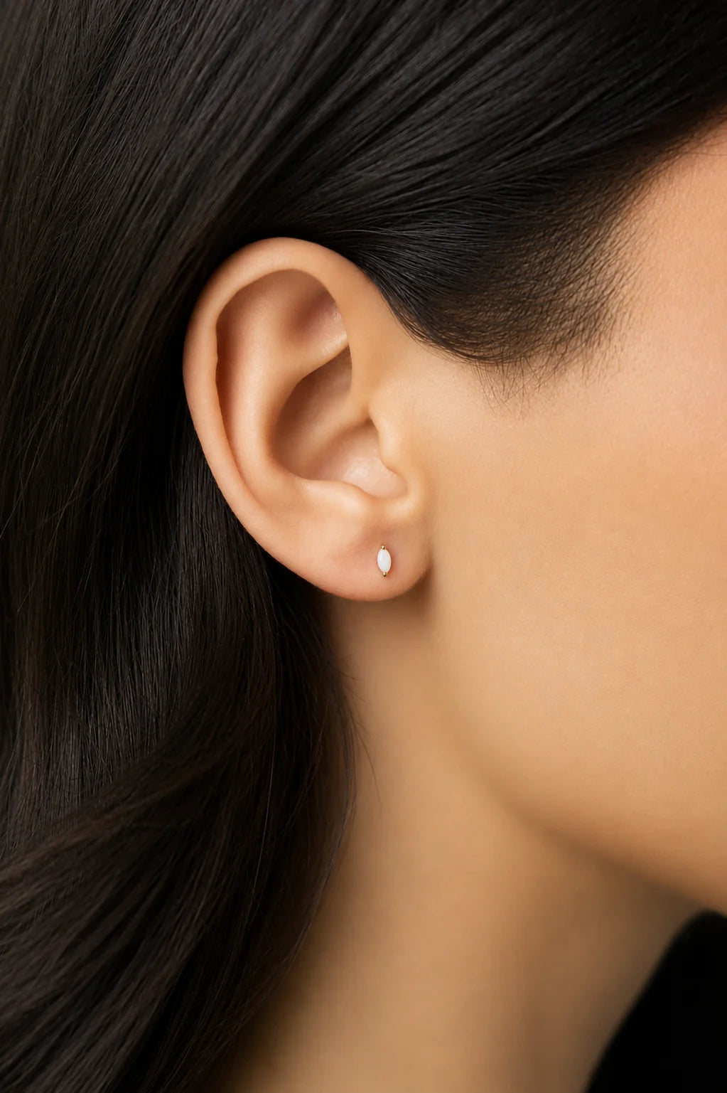 14K Opal Marquise Flat Back Stud
