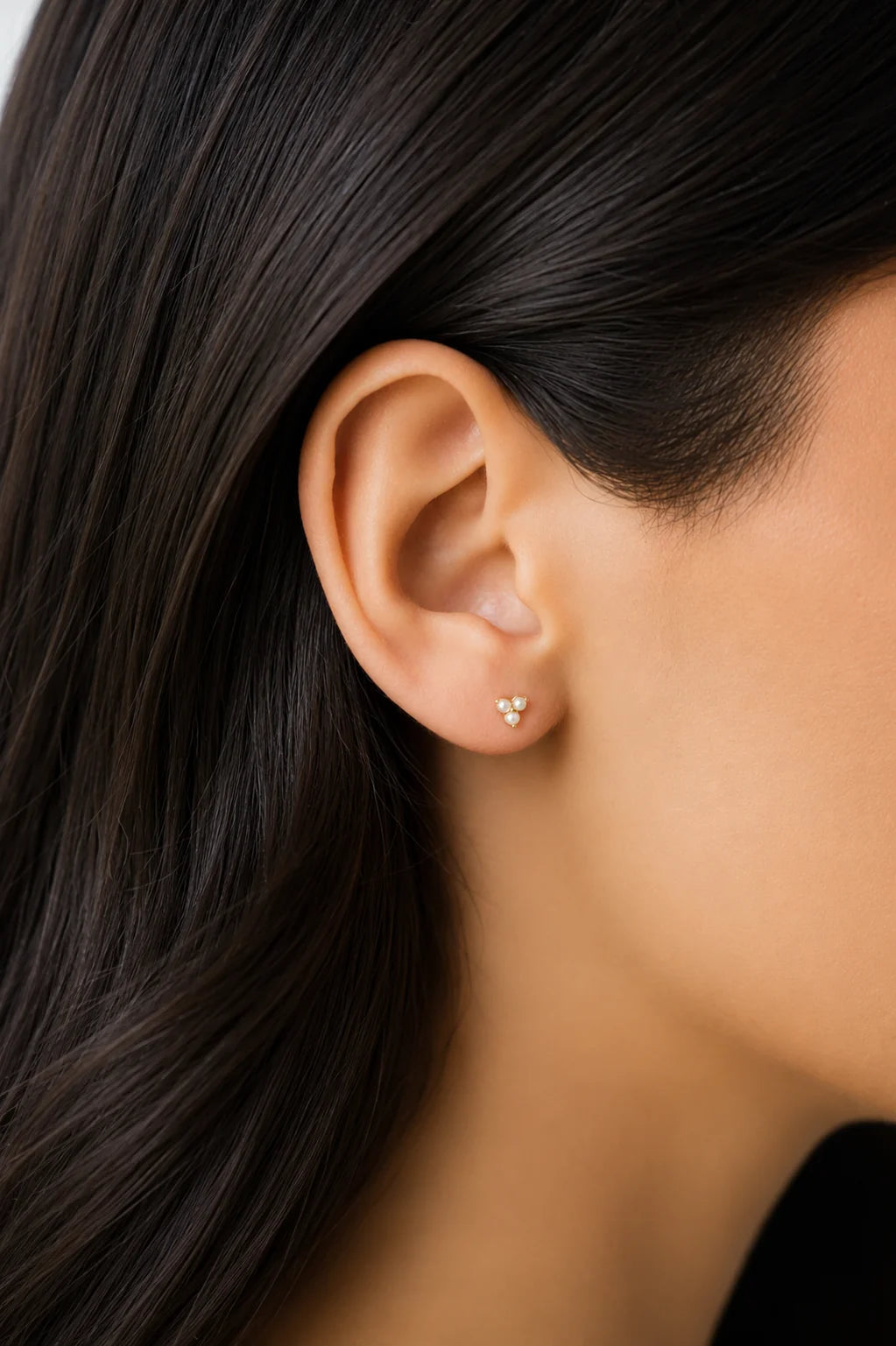14K Pearl Trio Flat Back Stud