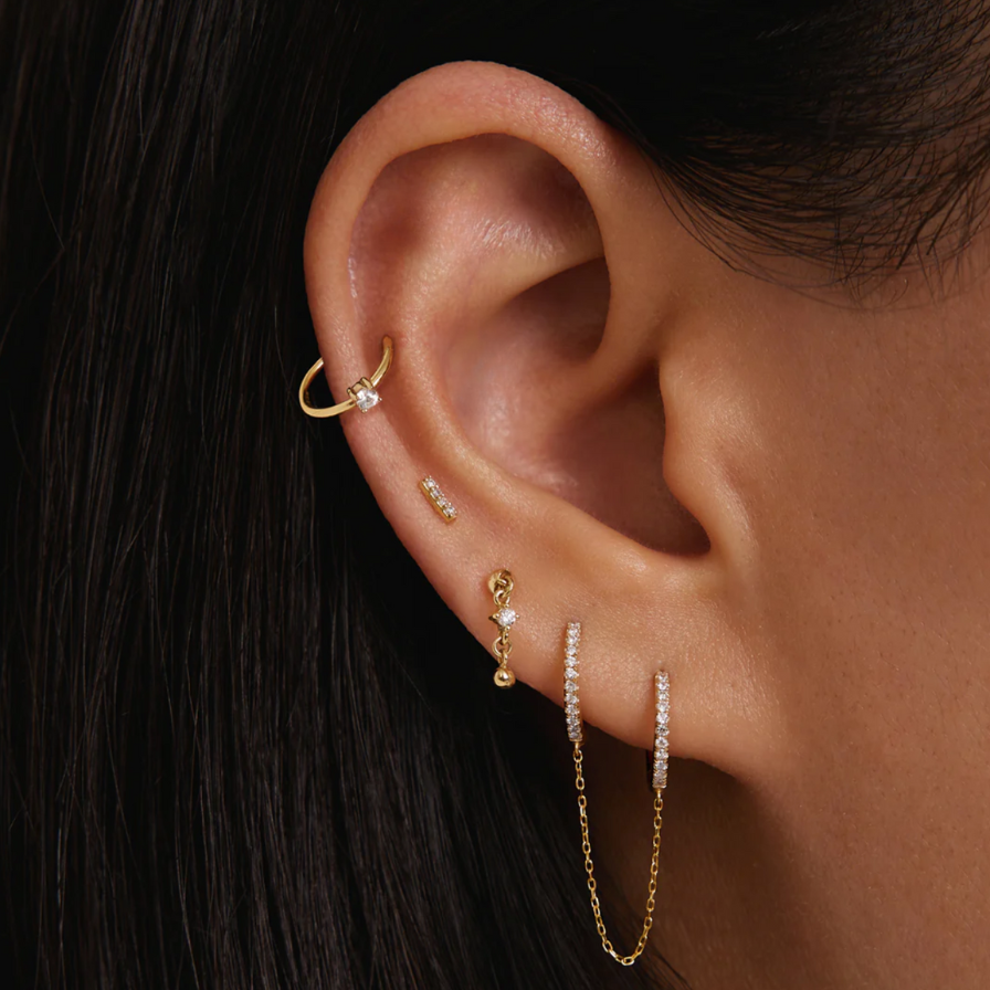 14K Diamond Bar Flat Back Stud
