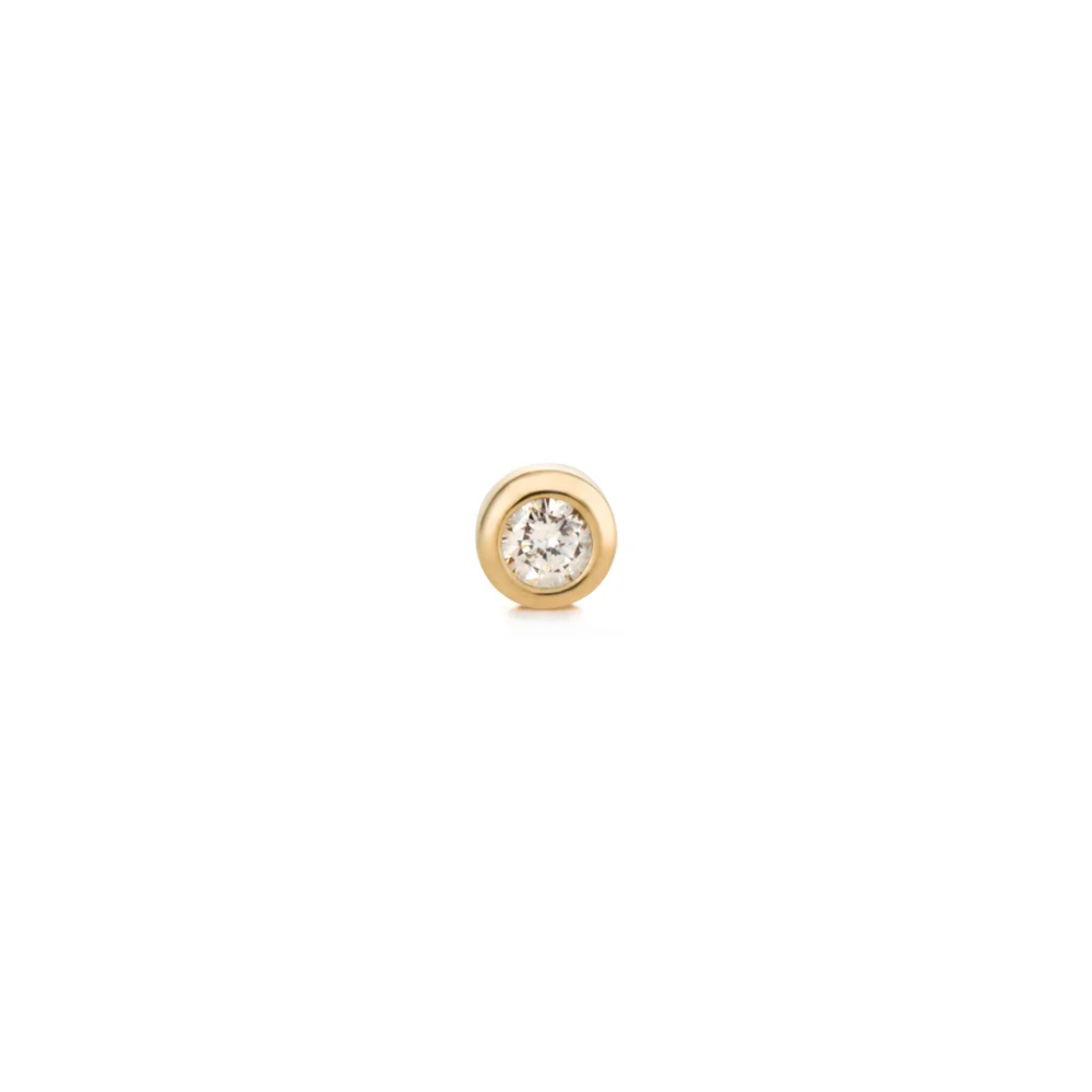14K Gold Bezel Diamond Stud with Butterfly Back