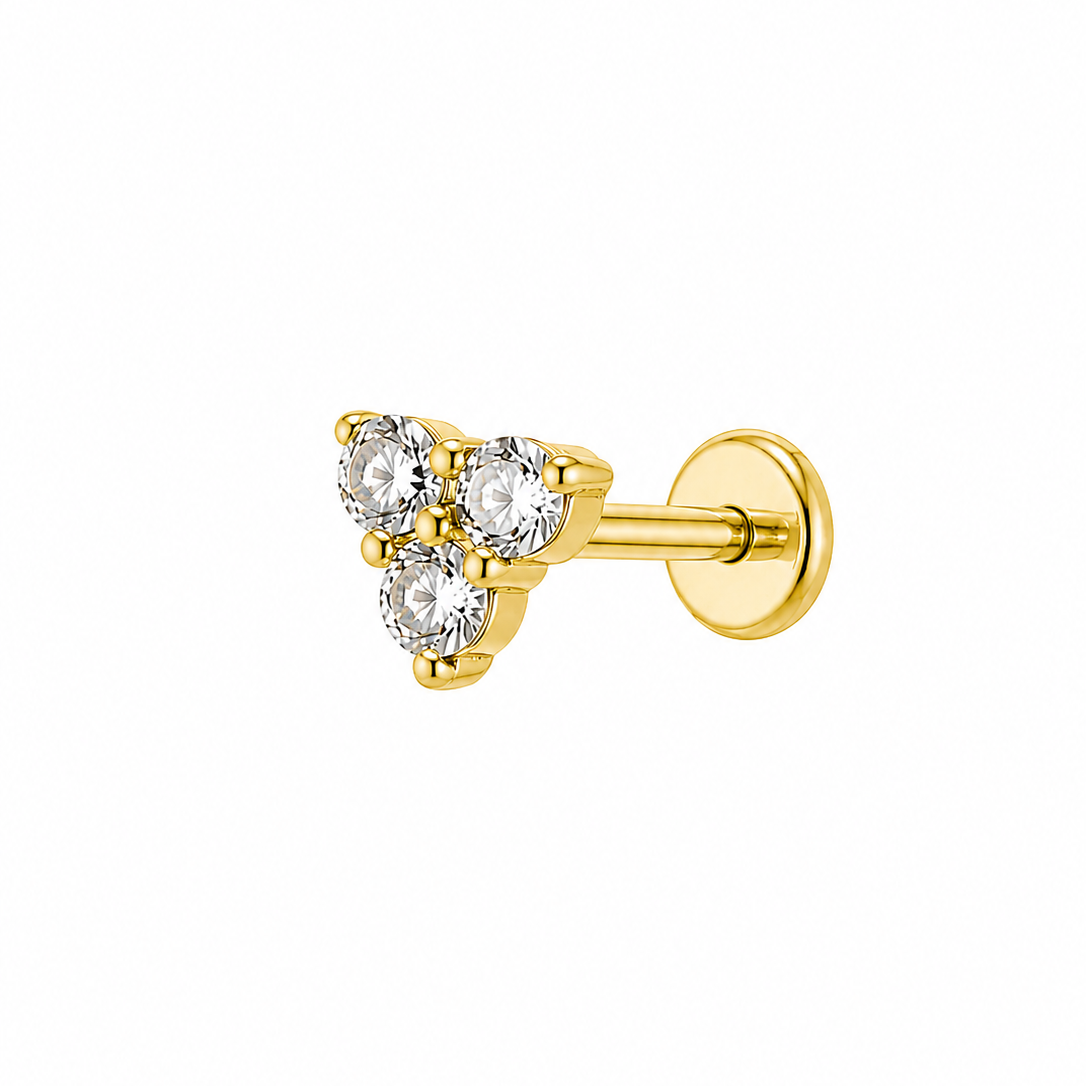 Triple Cluster Flat Back Stud