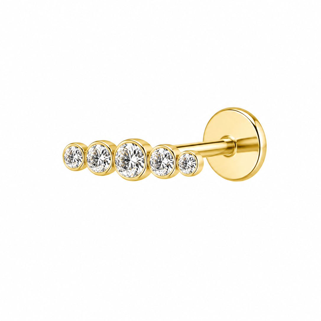 Five Stone CZ Graduated Bezel Flat Back Stud