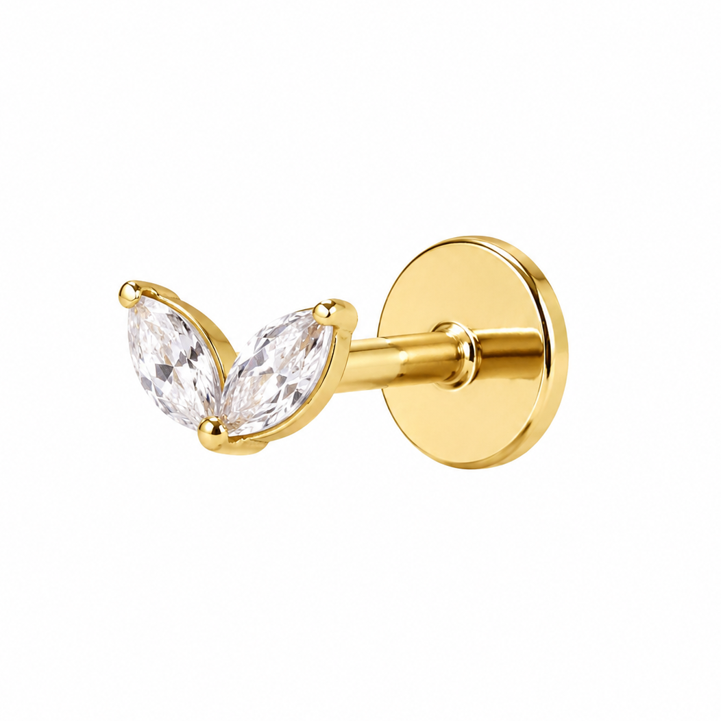 Duo Marquise Flat Back Stud