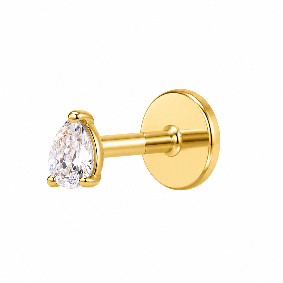 CZ Teardrop Flat Back Stud