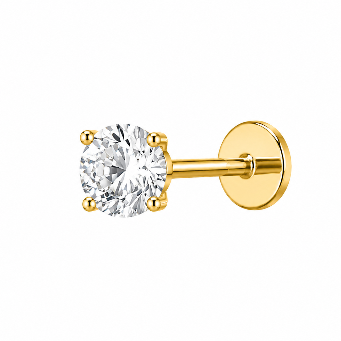 Round CZ Flat Back Stud (Larger)