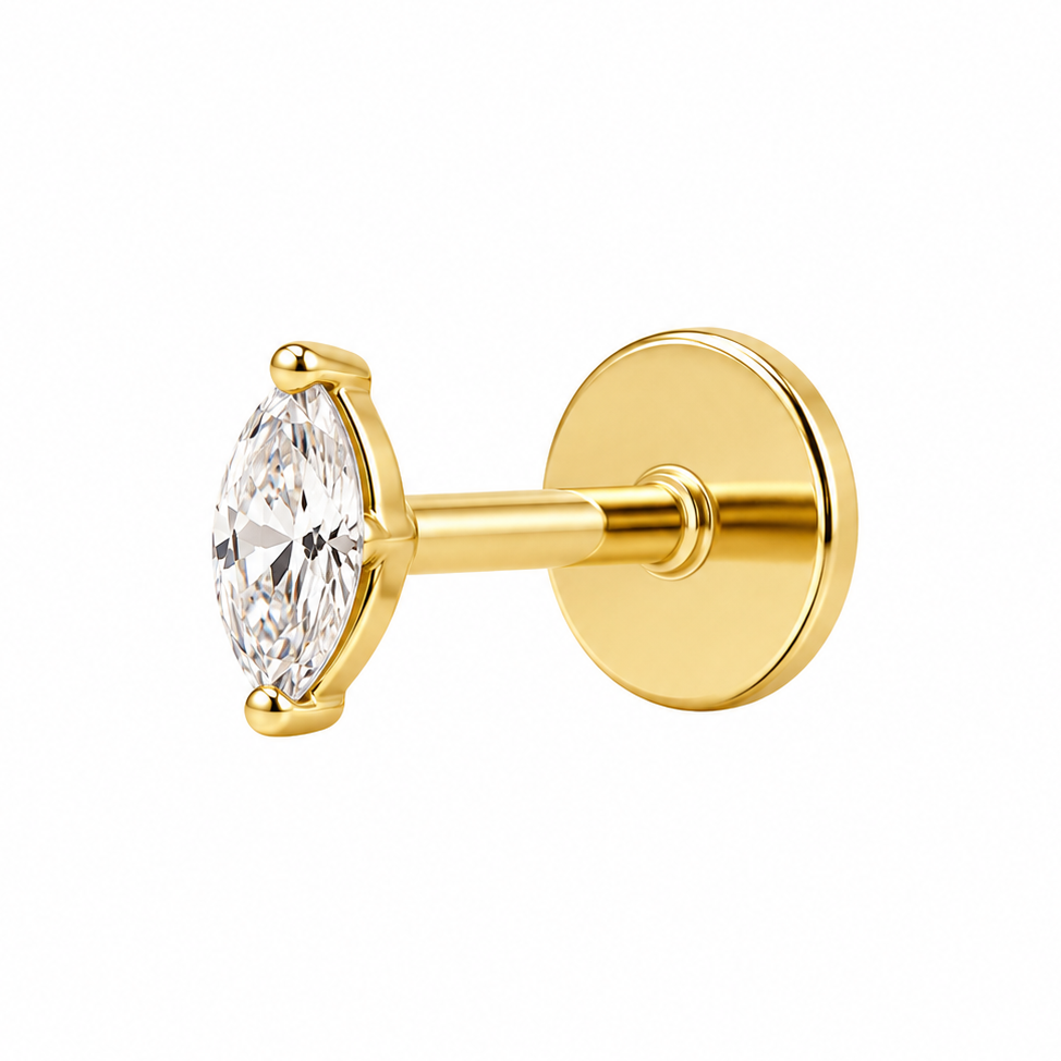 2-Prong CZ Marquise Flat Back Stud
