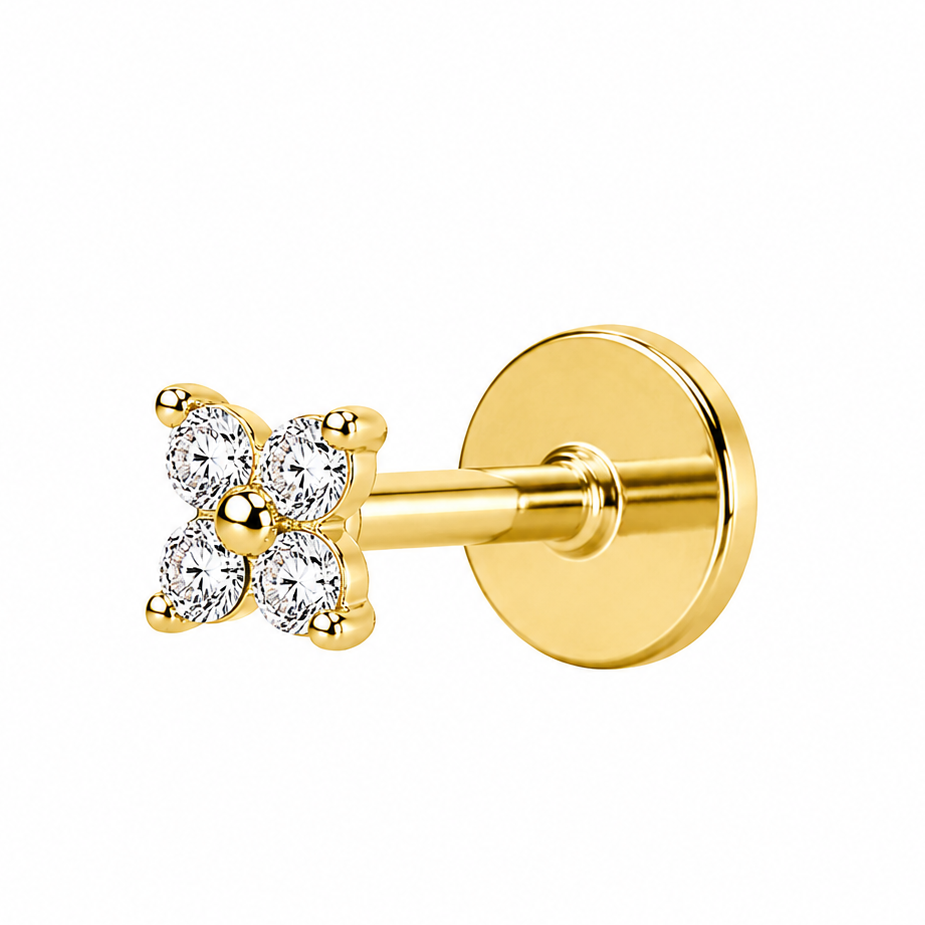 CZ Flower Flat Back Stud