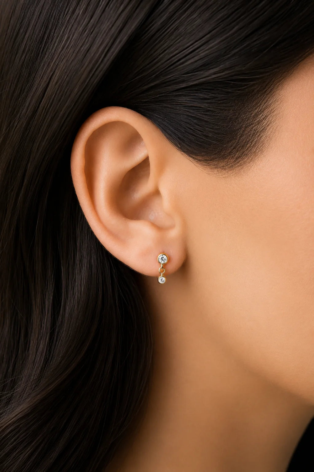 Double Bezel CZ Dangle Flat Back Stud