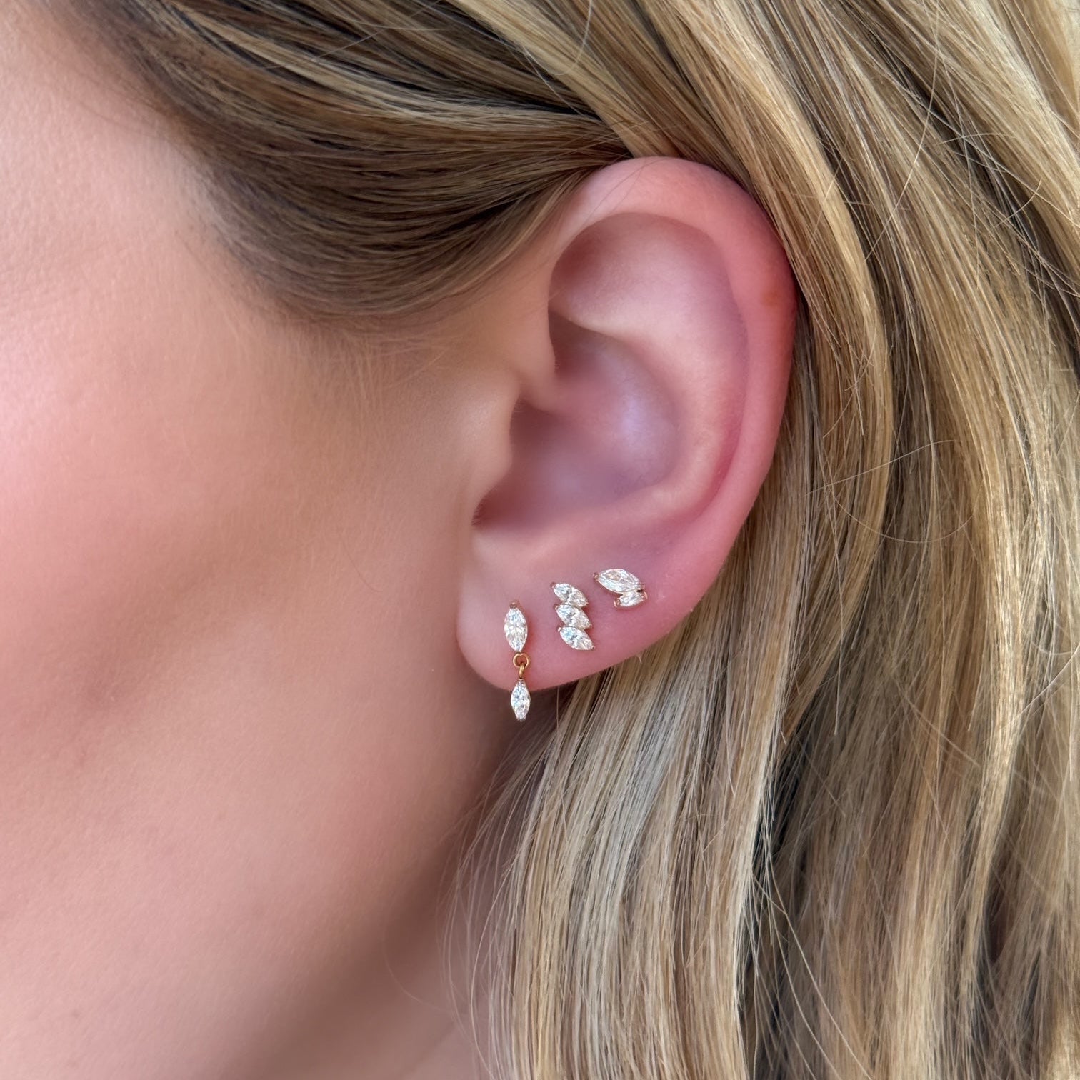 Double Marquise Dangle Flat Back Top