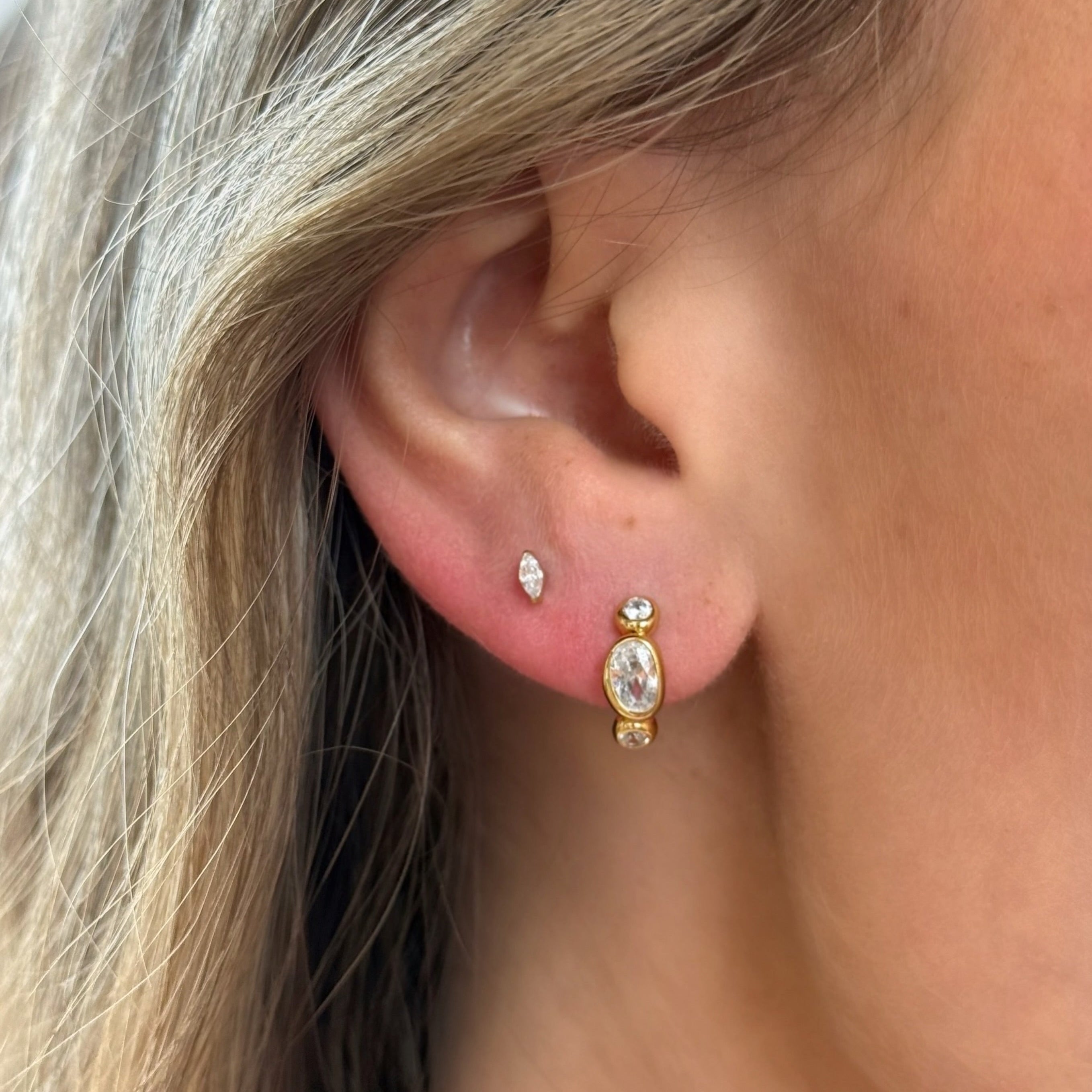 2-Prong CZ Marquise Flat Back Stud