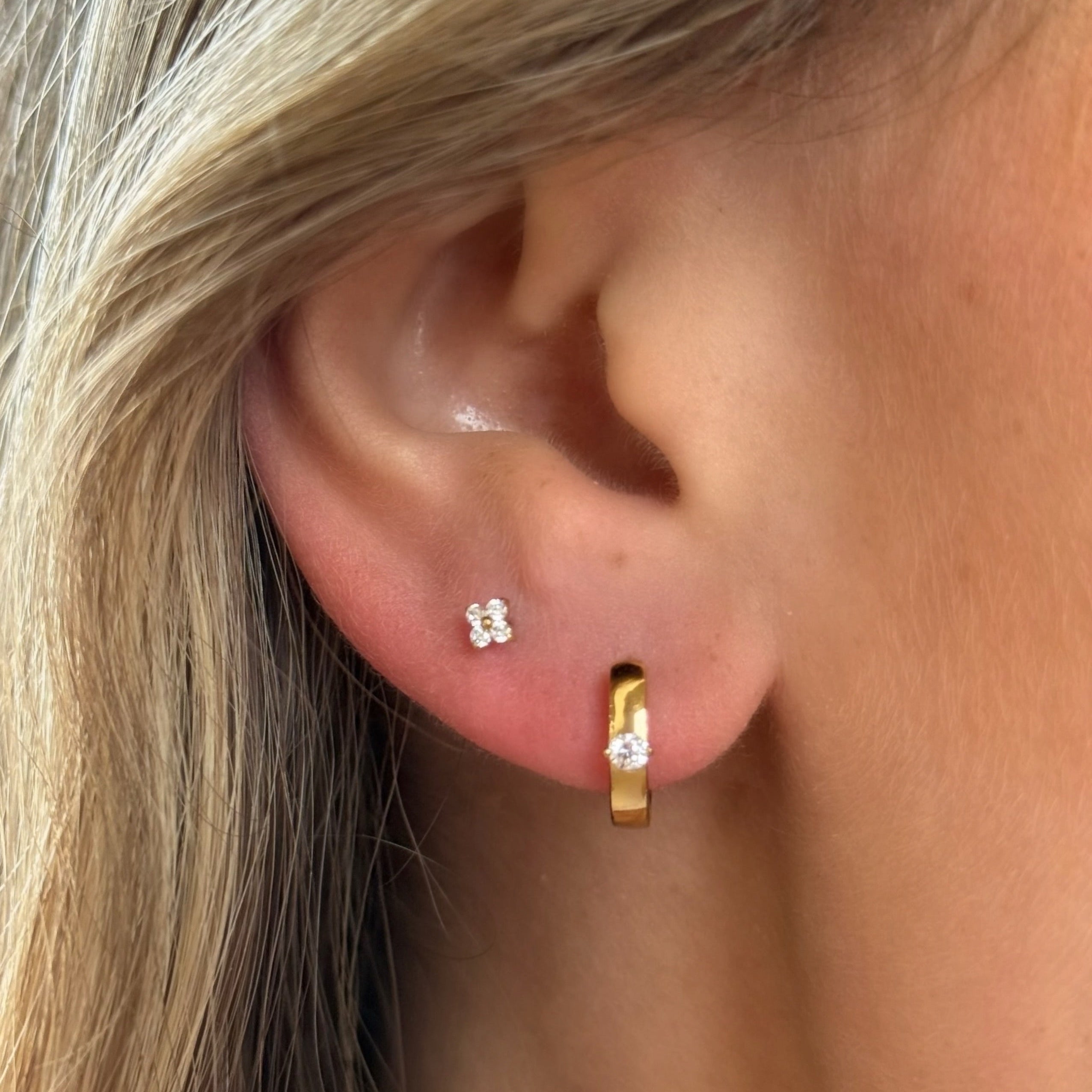 CZ Flower Flat Back Stud