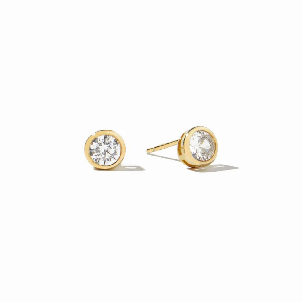 14KT Gold Plated Sterling Silver Bezel Stud