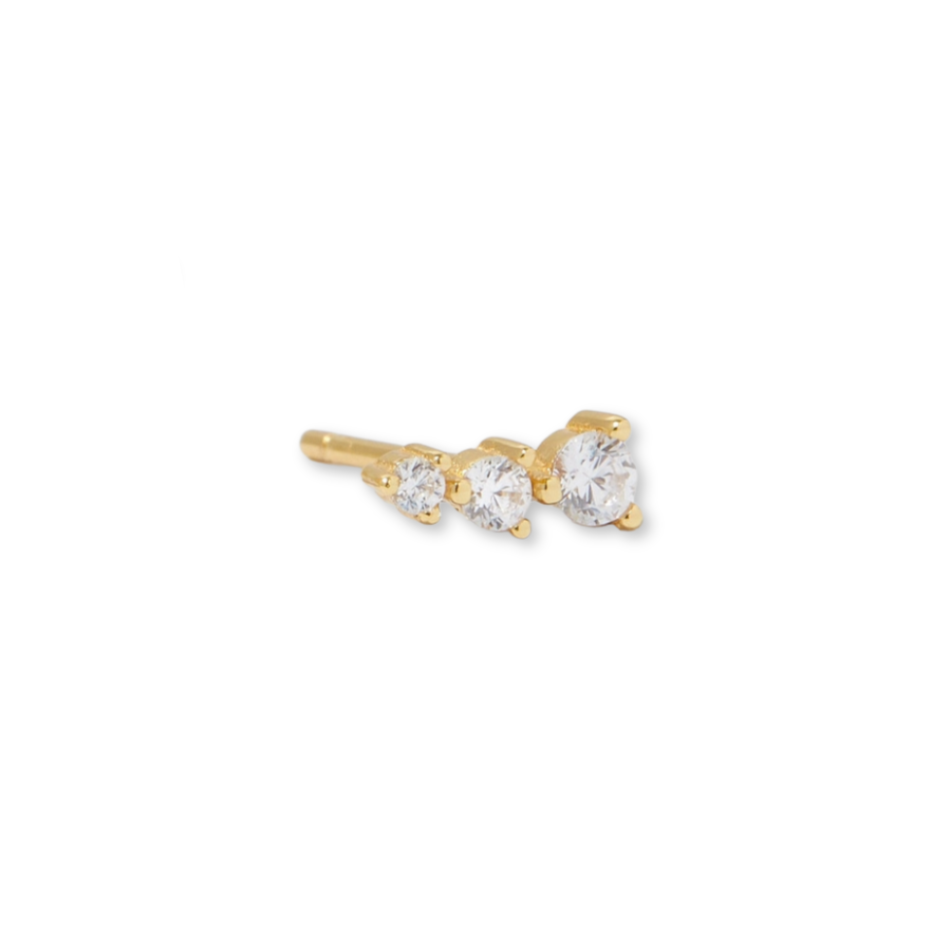 14KT Gold Plated Sterling Silver Trio Climber Stud