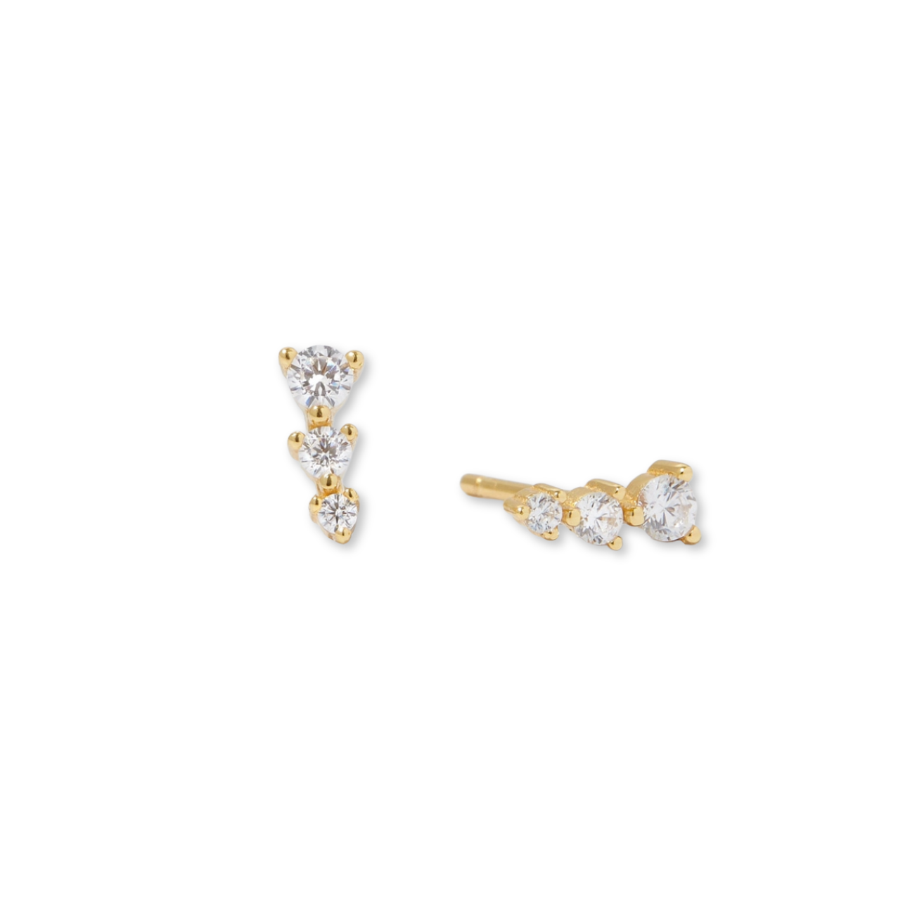 14KT Gold Plated Sterling Silver Trio Climber Stud
