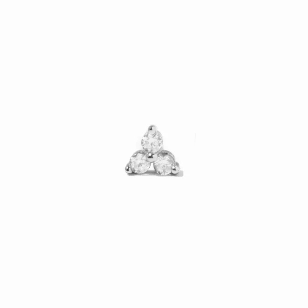 14KT Gold Plated Sterling Silver Trio CZ Stud