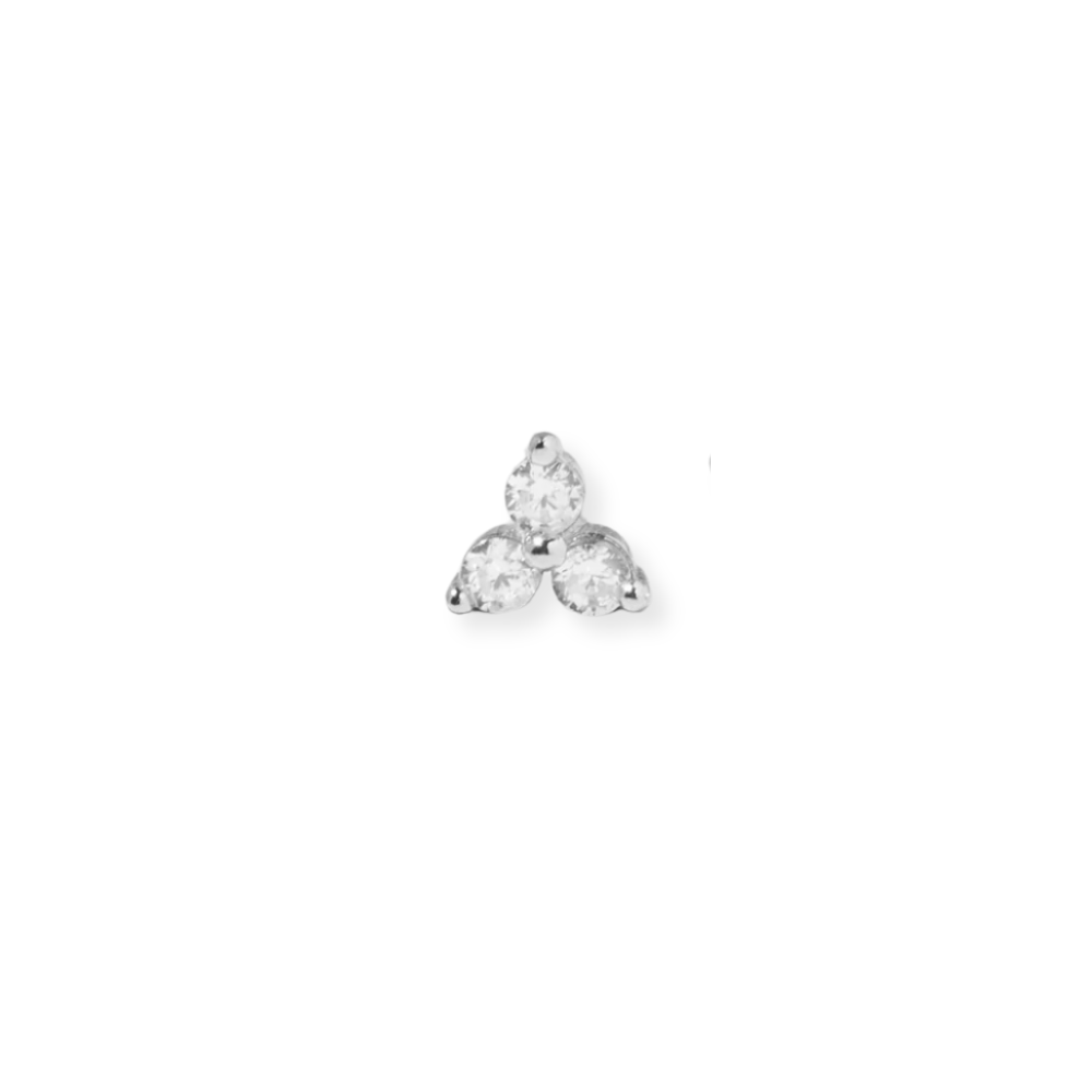 14KT Gold Plated Sterling Silver Trio CZ Stud