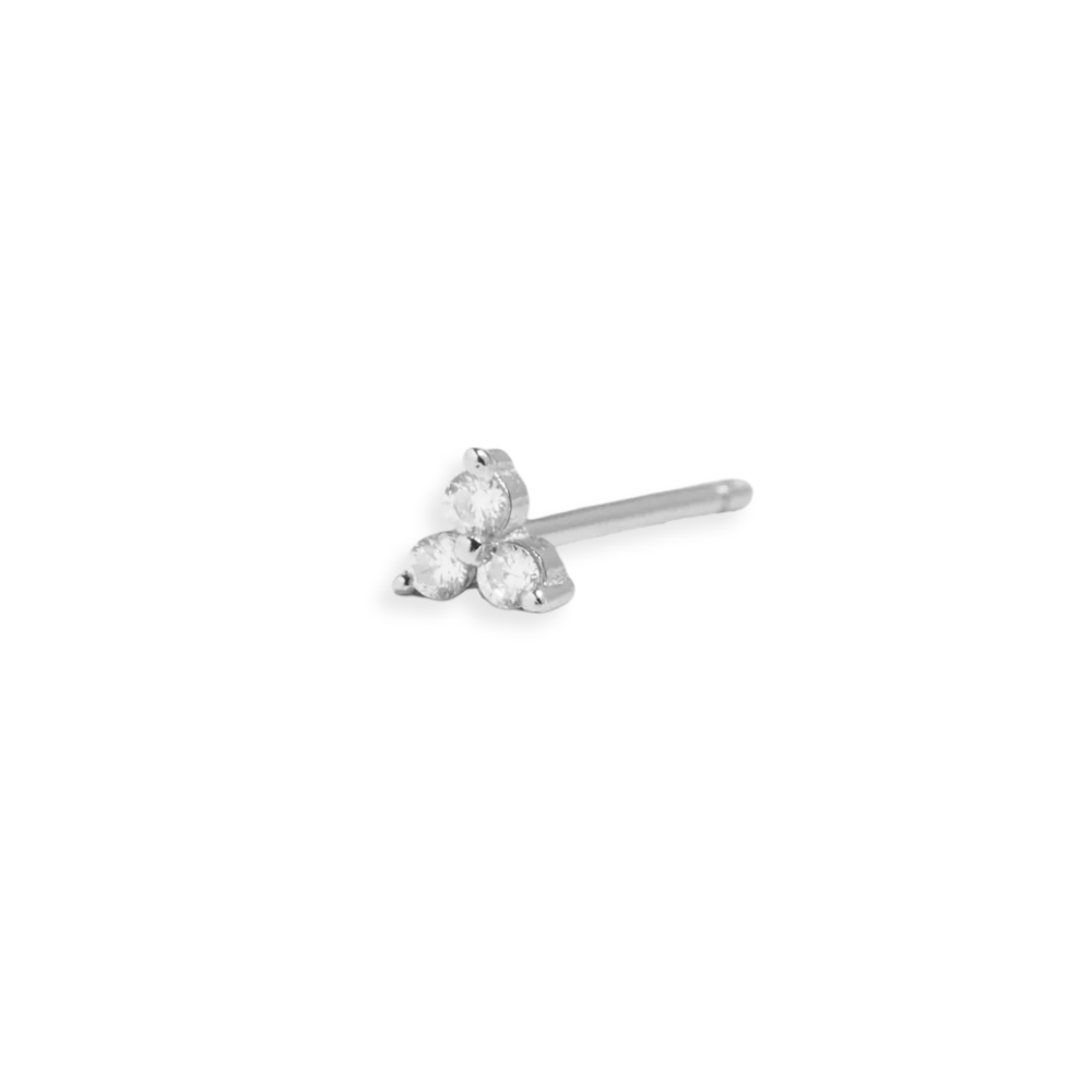14KT Gold Plated Sterling Silver Trio CZ Stud