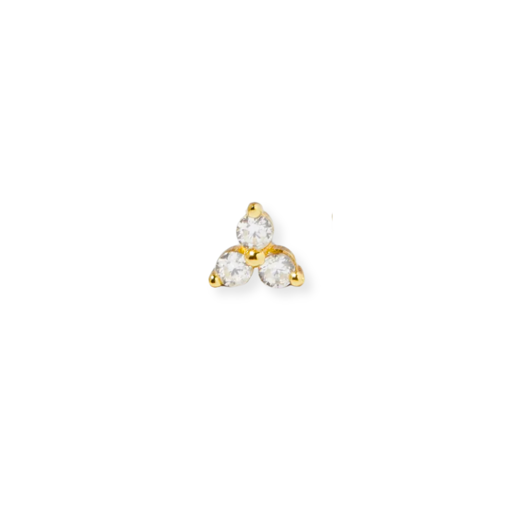 14KT Gold Plated Sterling Silver Trio CZ Stud