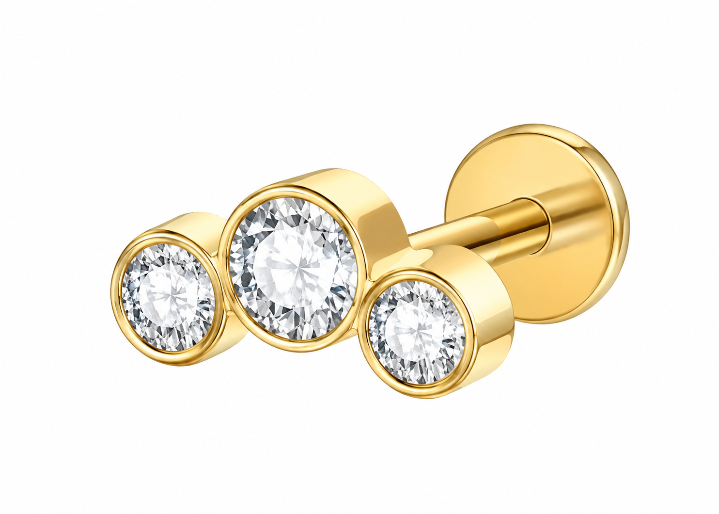 Half Bezel Trio Flat Back Stud