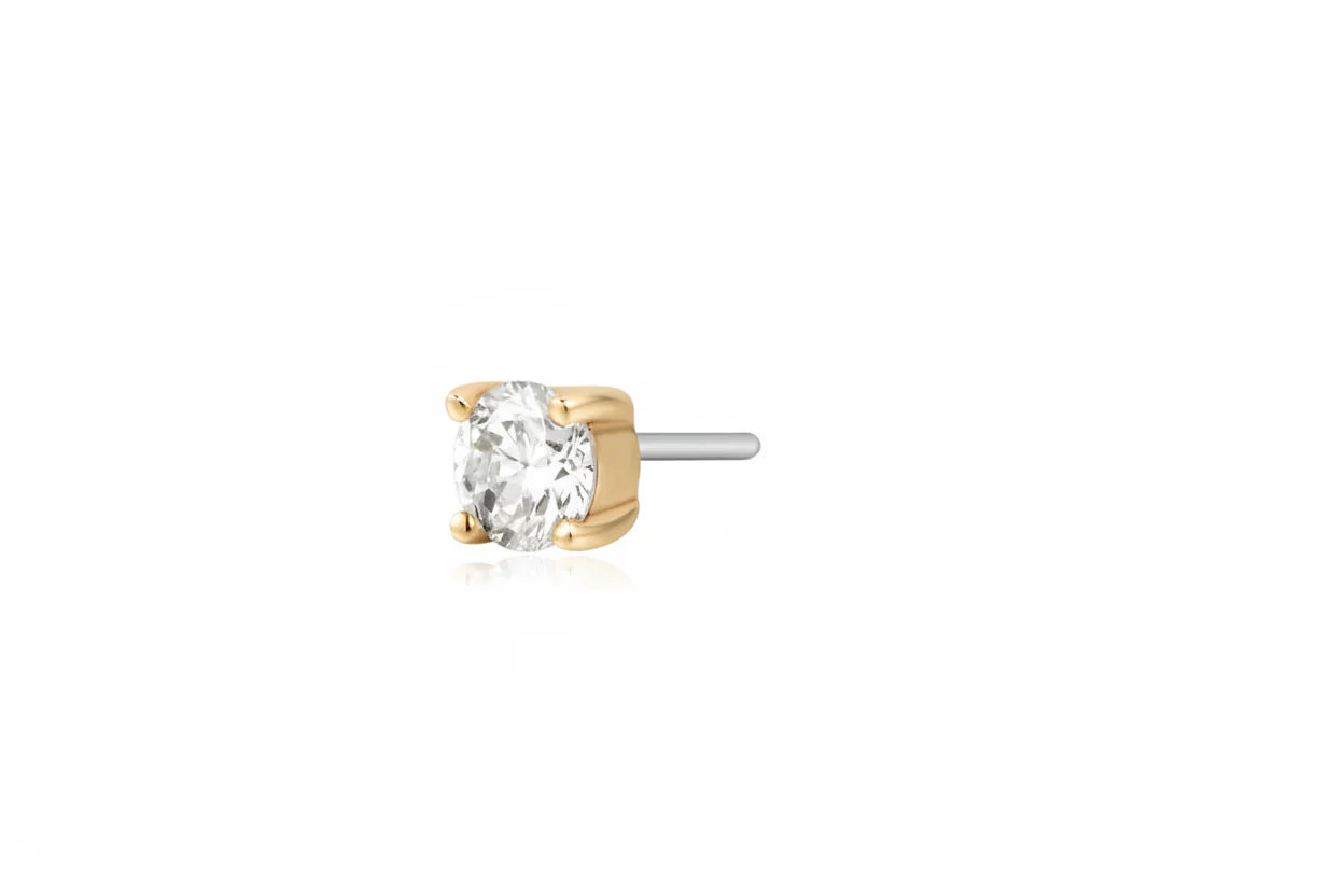 14K Round Lab Grown Diamond Flat Back (Smaller)