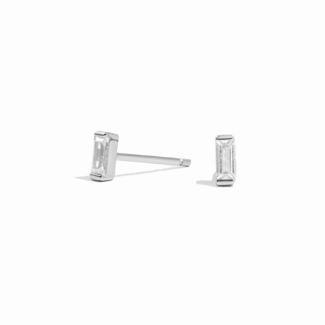 14KT Gold Plated Sterling Silver CZ Baguette Stud