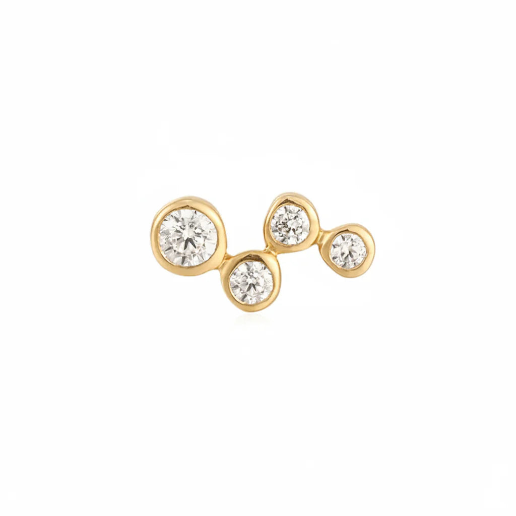 14K Natural Diamond Wave Back Stud